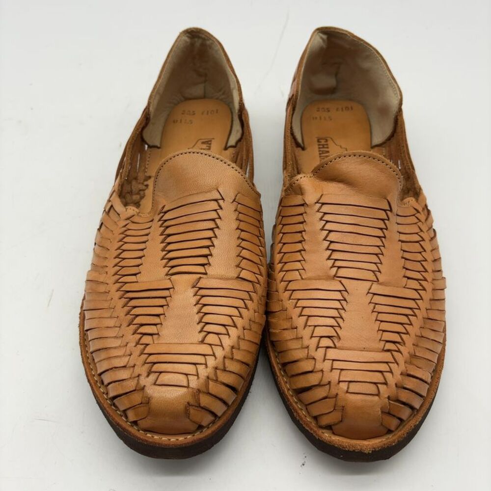 Chamula Huarache Tan Leather Woven Sandals